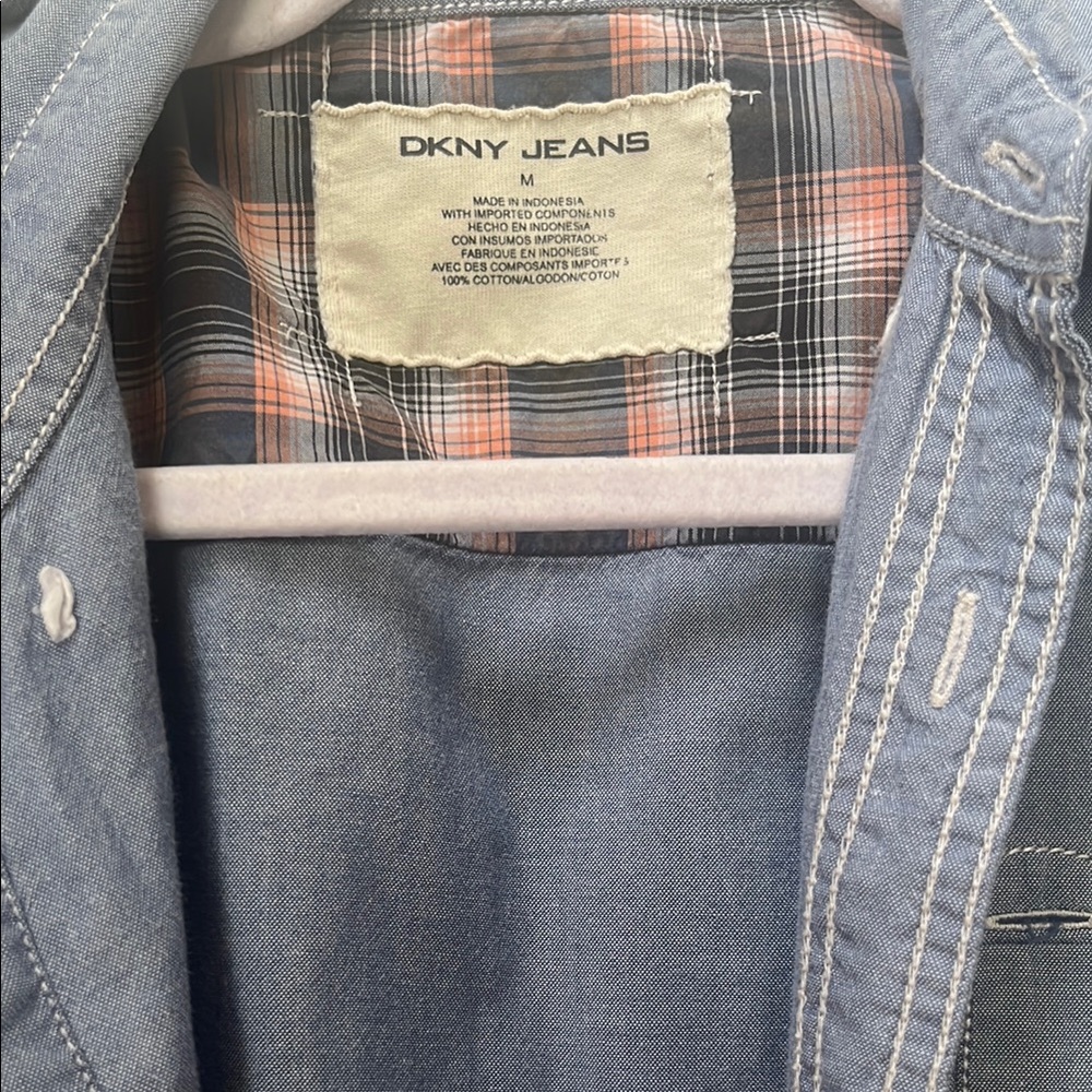 DKNY Plaid Shirt with Blue and Orange Accents